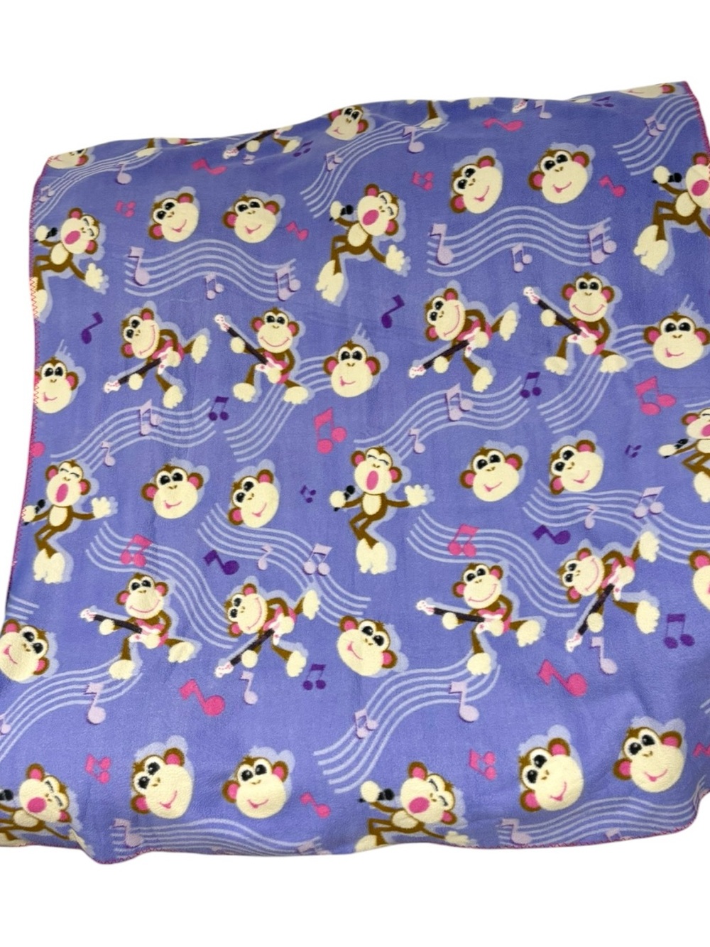 Bobby Jack Very Rare Y2K Purple Rockstar Monkey Blanket with Hot Pink Trim